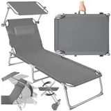 Tectake tectake® Gartenliege, klappbar, 4-fach verstellbare Rückenlehne mit Kopfpolster, 190 x 68 x 65 cm
