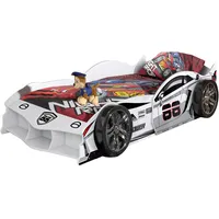 Vipack Spielbett Max 90 x 200 cm MDF lackiert weiß Rennwagen