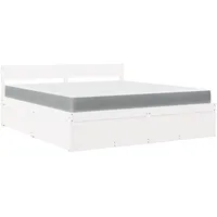 vidaXL Bett mit Schubladen und Matratze Weiß 180x200 cm Massivholz