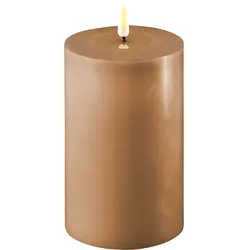 Deluxe Homeart LED Stumpenkerze Real Flame karamell, Ø10 x H15cm, karamell