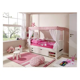 TICAA Himmelbett Lino Mini inkl. Funktionsschubkasten stern-rosa