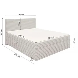 S-Style Boxbett 165 x 110 cm H3 Grau