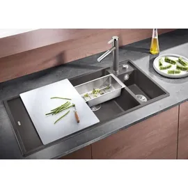 Blanco Axia III 6 S rechts weiß + Excenterbetätigung + InFino + Glasschneidbrett