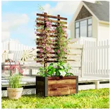 Outsunny Hochbeet mit Rankgitter 65 x 31 x 147 cm Verkohlt