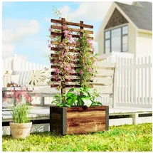 Outsunny Hochbeet mit Rankgitter 65 x 31 x 147 cm Verkohlt
