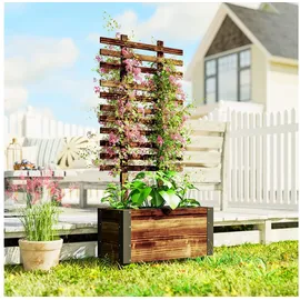 Outsunny Hochbeet mit Rankgitter 65 x 31 x 147 cm Verkohlt