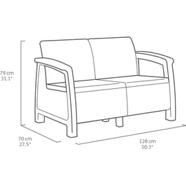 KETER Corfu Set Gartenmöbel-Set Graphit, grau