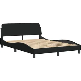 vidaXL Bett mit Matratze Schwarz 140x200 cm Stoff