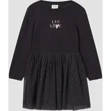 s.Oliver Kurzes Kleid mit Mesh-Rock und Glitzerprint - schwarz - 92