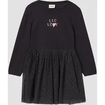 s.Oliver Kurzes Kleid mit Mesh-Rock und Glitzerprint - schwarz - 92