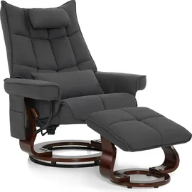 M MCombo Relaxsessel 9076 Mikrofaser 92 x 111 x 140 cm Dunkelgrau mit Hocker