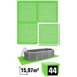 eyepower Bodenmatte 16 m2 Poolunterlage - 44 EVA Matten 62x62 cm Set, Stecksystem rutschfest Grün grün