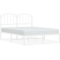 VidaXL Bettgestell mit Kopfteil Metall Weiß 140x200 cm