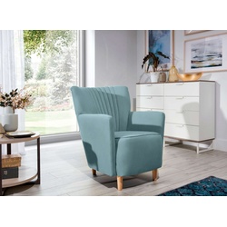 Stylefy Sessel Sono (Armlehnensessel), gepolstert, mit Armlehnen und Rückenlehne, frei im Raum stellbar, Schaumstoff T28 und HR 35, Skandinavisch Design blau