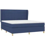 vidaXL Boxspringbett mit Matratze Blau 180x200 cm Stoff