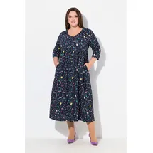 Ulla Popken Maxikleid A-Linie Paisleymuster Schwarz 46/48