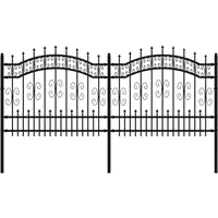 vidaXL Gartenzaun mit Speerspitzen Schwarz 140 cm Stahl
