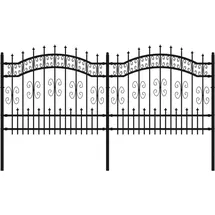 vidaXL Gartenzaun mit Speerspitzen Schwarz 140 cm Stahl