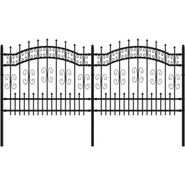 vidaXL Gartenzaun mit Speerspitzen Schwarz 140 cm Stahl