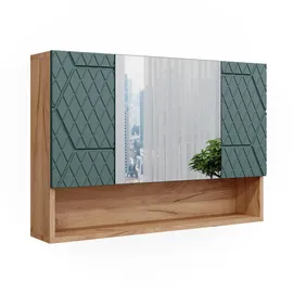 Vicco Badspiegelschrank Irma, Eiche Grün 80 x 55 cm