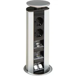 Versenkbare Steckdoseneinheit inklusive USB, HDMI und Netzwerk