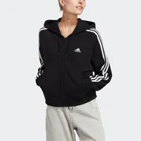 Adidas Essentials 3STREIFEN Full-Zip Hoodie Damen, - schwarz/weiß - M,