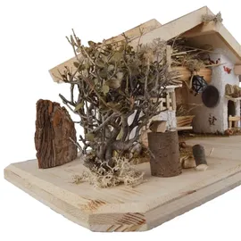 krippenursel Wundervolle Weihnachtskrippe Kainsbach inkl. 12-tlg. Krippenfiguren Set K 650-9, Maße: ca. 58 x 25 x 25 cm - Braun