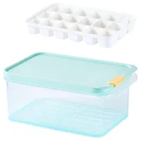 LocknLock Vorratsdosen mit Deckel luftdicht, Kühlschrank Organizer Stapelbar, Kühlschrankboxen, Gefrierdosen, BPA-freie Frischhaltedosen für Lebensmittelaufbewahrung (1,65 L + 18er Eisportionierer)