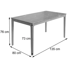 Mendler Esszimmertisch HWC-M55, Tisch Esstisch, Massiv-Holz HDF Laminat Melamin 135x80cm, Sheesham Holz-Optik, dunkle Beine