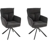 Home4You Polsterstühle 2er Set - Schwarz - Cord Metallgestell - drehbar - 2er Set