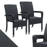 Juskys Polyrattan Gartenstühle Yoro - Schwarz
