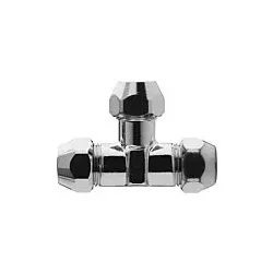 Universal T-Verschraubung 451410 Messing verchromt, 3/8"x10mm, mit 3 Quetschen