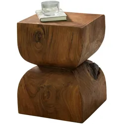 FineBuy Beistelltisch Braun Holztisch Rustikaler Deko-Tisch Anstelltisch Klein