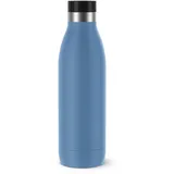 Emsa Bludrop 0,7 Liter aqua-blue aus Edelstahl, Quick-Press Deckel, 360° Trinkgenuss, 12 h heiß | 24 h kalt, auslaufsicher, | spülmaschinenfest, Quick Press Verschluss | | warm | kühl |