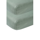 Meyco 565222 Jersey Spannbetttuch, 2er-Pack, 70x140/150 cm (Kinderbett), Stone Green 100% Baumwolle