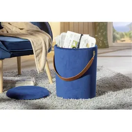 Interlink Sitzhocker Samt 35 x 45 x 35 cm Blau