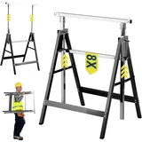 Fiqops Arbeitsbock 8er Set, Arbeitsbock Höhenverstellbar Arbeitsböcke Tragkraft 200 kg, 7-fache Böcke Höhenverstellbar 80-130 cm, Stabiler Klappbock für vielseitigen Einsatz(Schwarz)