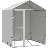 vidaXL Outdoor-Hundezwinger mit Dach 2 x 2 x 2,5 m Stahl Silber