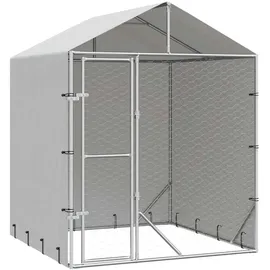 vidaXL Outdoor-Hundezwinger mit Dach 2 x 2 x 2,5 m Stahl Silber