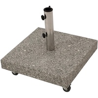 Schirmständer aus echtem Granit quadratisch 50kg, für große Schirme bis 350cm, mit vier Rollen, naturfarben