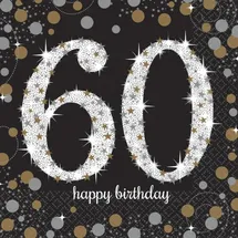 Amscan 60. Geburtstag gold 16 Servietten
