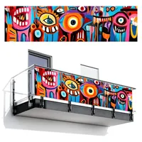 MuchoWow Balkon-Sichtschutz, Mehrfarbig, Kunststoff, Rechteckig, 300x85 cm, Sonnen- & Sichtschutz, Sichtschutz Garten, Balkon Sichtschutze