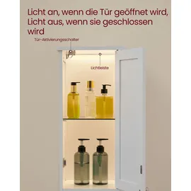 VASAGLE Badezimmerschrank mit Beleuchtung, wolkenweiß