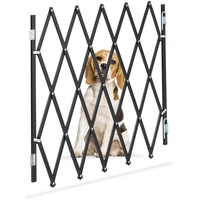 Relaxdays Hundeabsperrgitter, ausziehbar bis 118 cm, 69-82,5 cm hoch, Bambus, Hunde Schutzgitter, Treppe & Tür, schwarz, L
