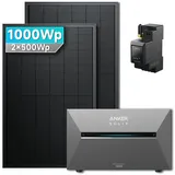 Balkonkraftwerk 1000 Watt mit Speicher Anker SOLIX Solarbank 3 E2700 Pro mit 2x500Wp Solarmodule und MC4 Solarkabel Set - 1000Wp ‚Äì 2 Module / Ohne Erweiterungsakku / Ohne HAL