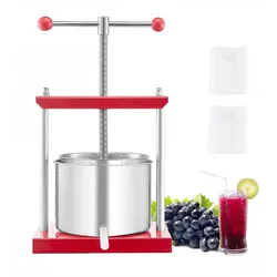 VEVOR Obstweinpresse Manuelle Presse Weinherstellung 6L Edelstahl Obstmühle