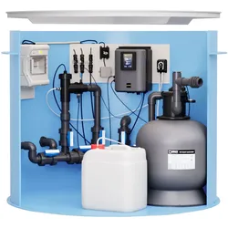 Pool-Technikschacht HydroTec | LowSalt mit Salzwasserelektrolyse und Hydrolyse inkl. pH & Sandfilteranlage