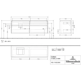 Villeroy & Boch Waschtischunterschrank 4 Auszüge 160 x 54,8 x 50 cm Nordic Oak
