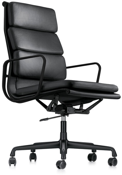 Vitra Bürodrehsessel Soft-Pad schwarz, Designer Charles & Ray Eames, 102-114x58x59-65 cm