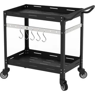 casa.pro Outdoor Servierwagen Bard Stahl 72x77x38 cm Schwarz